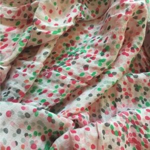 SCARF/ SHAWL/ WRAP Shades of pink, green, and black dots on pink
